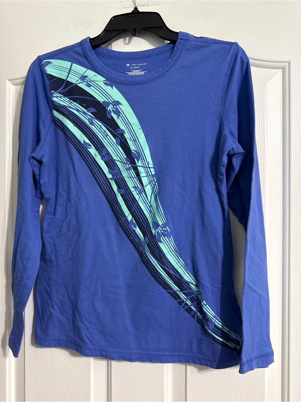 tek gear Royal Blue Long-Sleeve Graphic Tee with Mint Accent